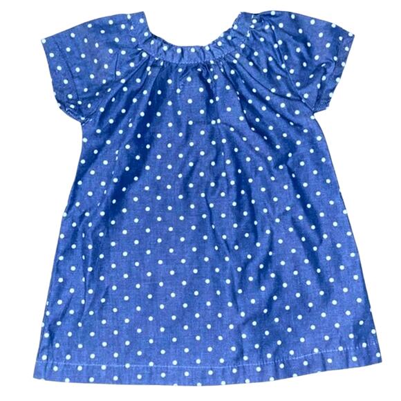 U.S. POLO Assn Dress 24 Months Baby Girl Polka Dot Blue Pink Shirt Denim EUC - Picture 2 of 4